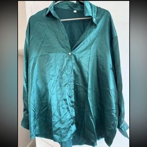 Green satin blouse